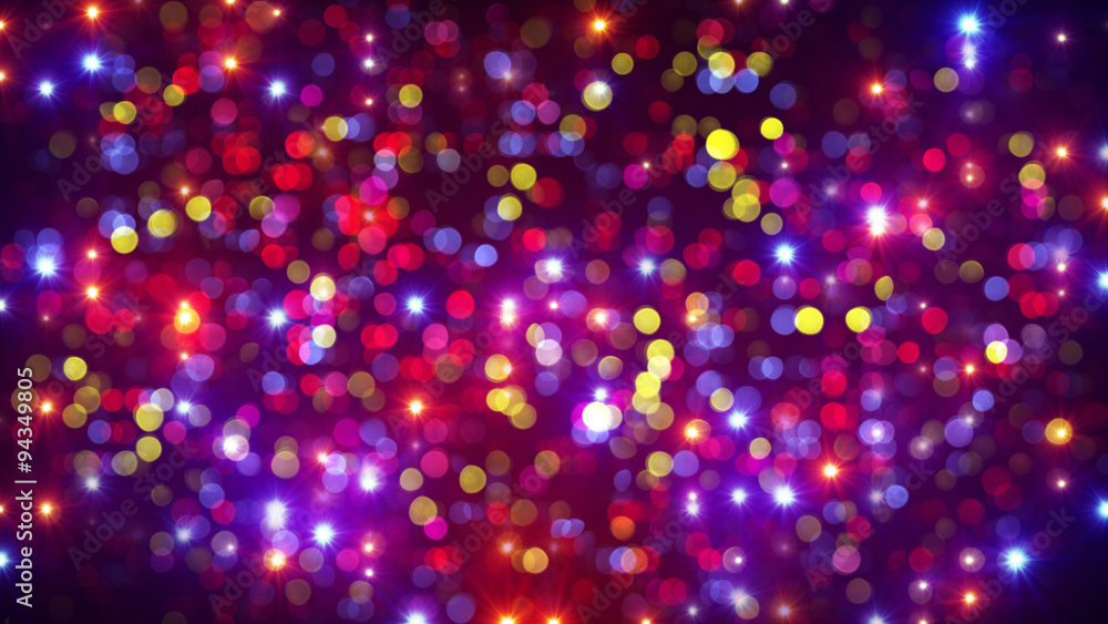 disco party light flashes and bokeh background