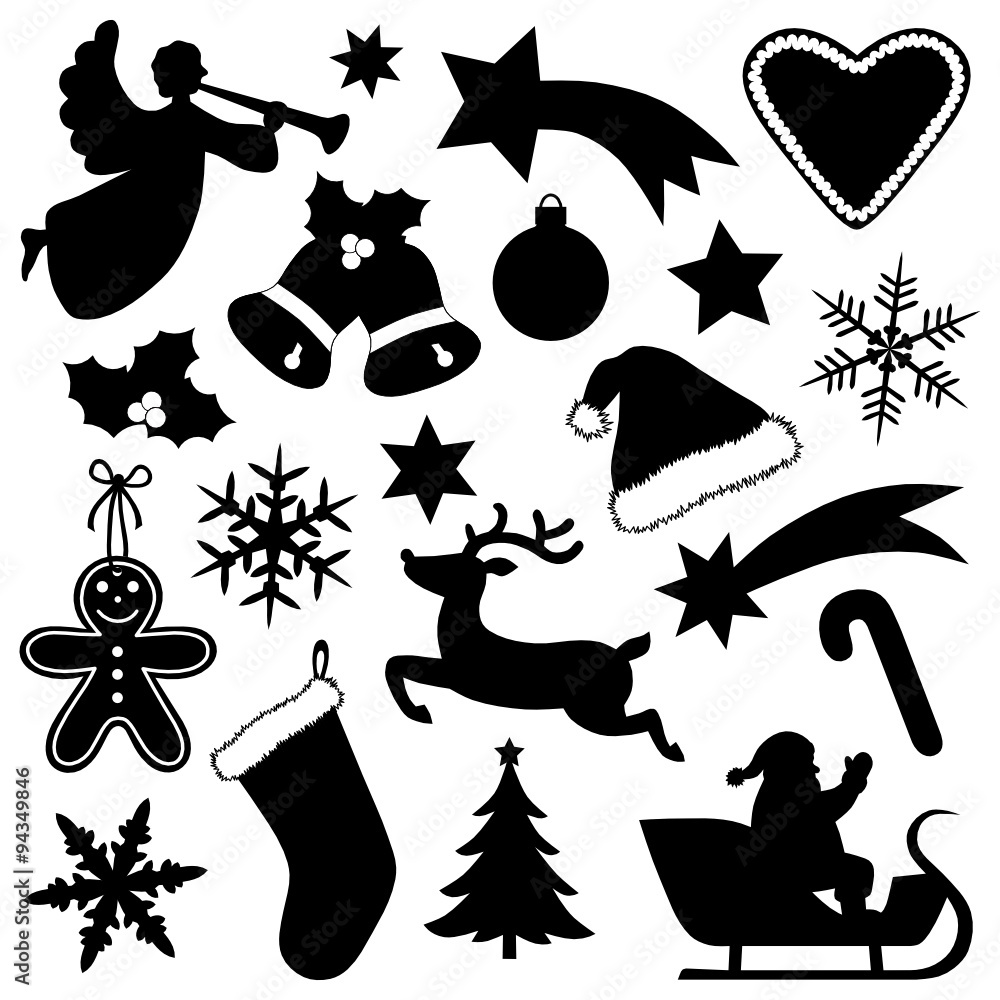 Set of Christmas Silhouettes Векторный объект Stock