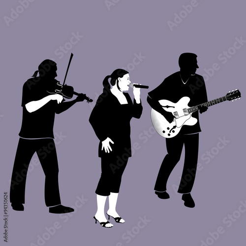 three musicians on a background
