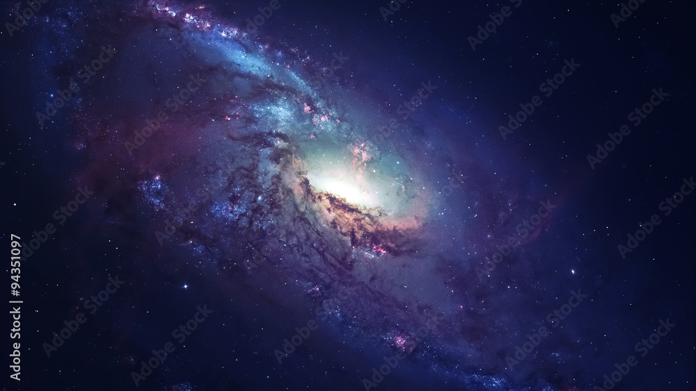 Awesome spiral galaxy many light years far from the Earth. Elements furnished by NASA - obrazy, fototapety, plakaty 