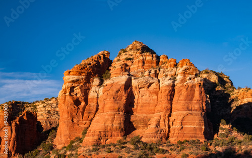 The view of Cathedral Rock in Sedona, Arizona. The towering rock