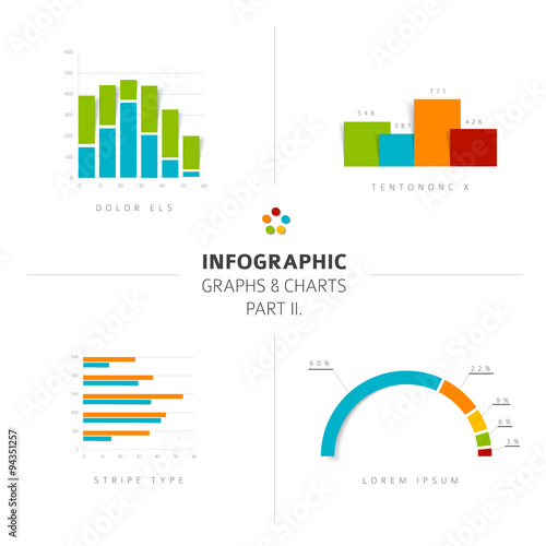 Set of vector flat design infographic charts and graphs 2