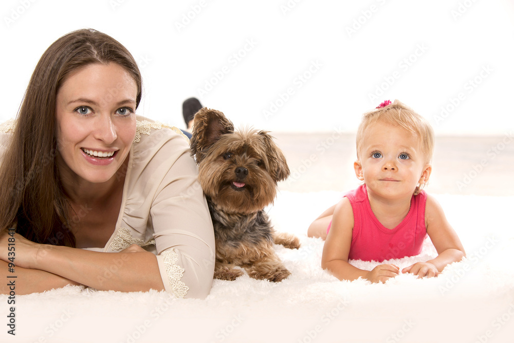 Mother daughter and dog Mother daughter and dog