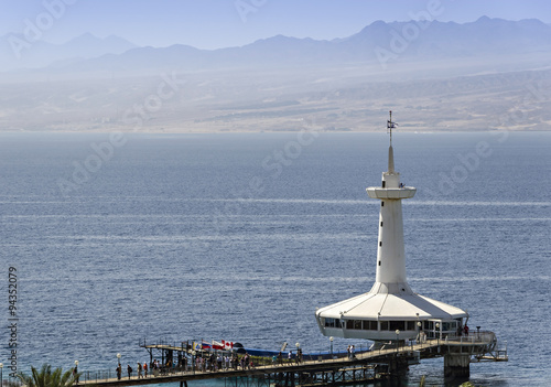View on the Aqaba gulf and marine underwater observatory, Eilat, Israel