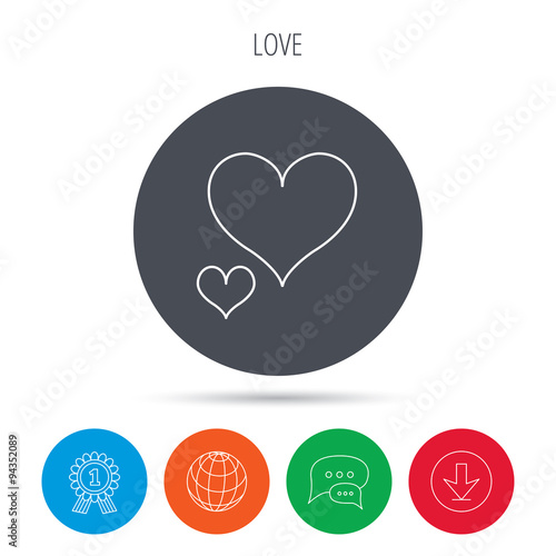 Love hearts icon. Lovers sign.