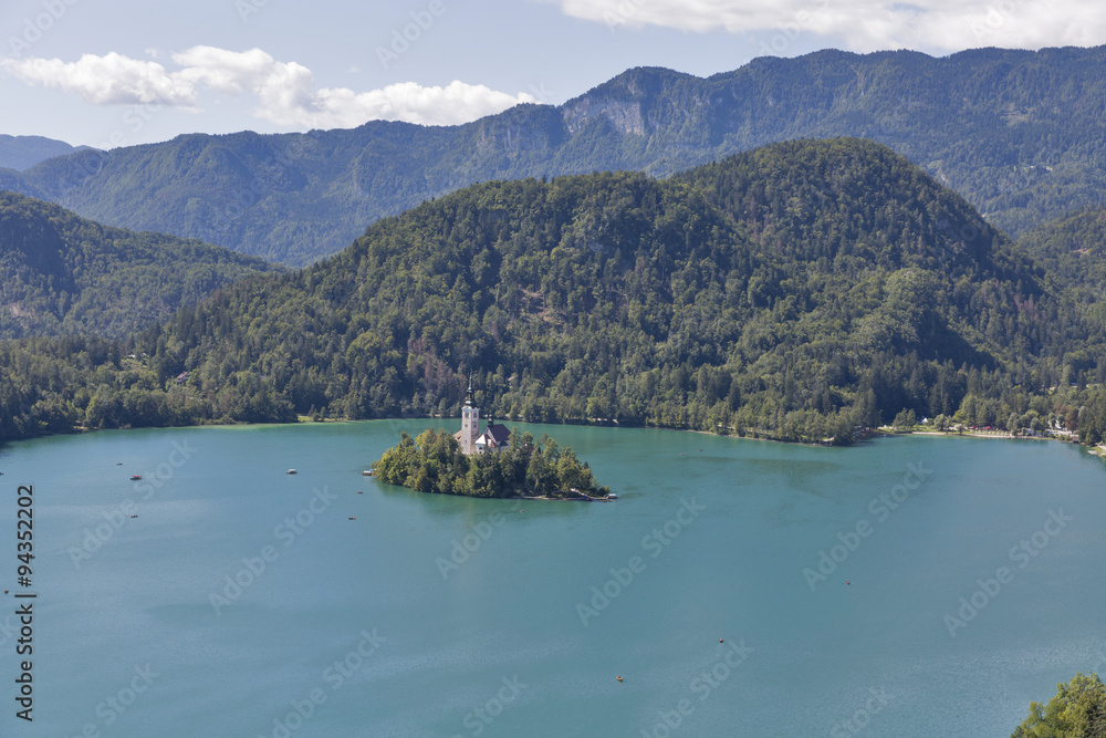 Lake Bled in Slovenia with Church of the Assumption Lake Bled in Slovenia with Church of the Assumption