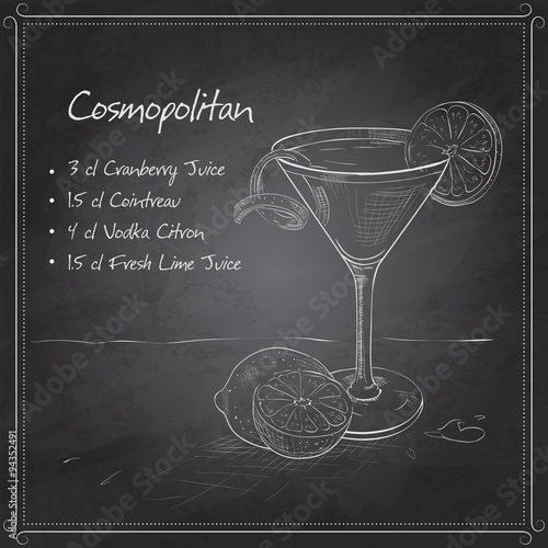 Cosmopolitan on black board