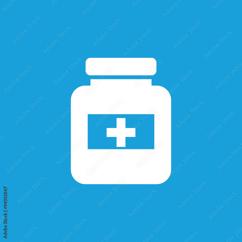 Drug jar icon, white Drug jar icon, white