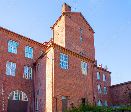Old red brick waterworks office and administration building