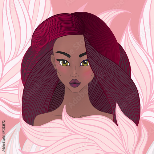 Beautiful young African American woman Fashion model illustration
