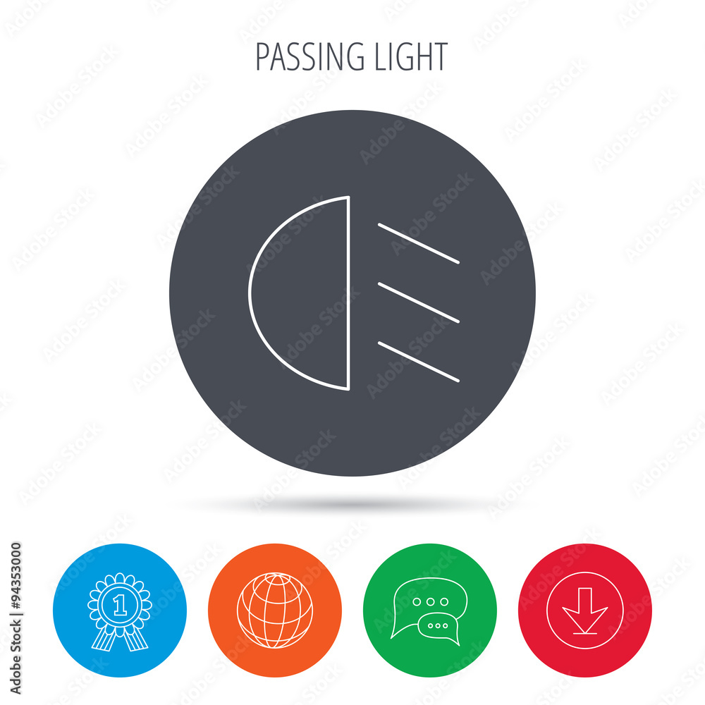 Passing light icon. Dipped beam sign. Stock Vector | Adobe Stock