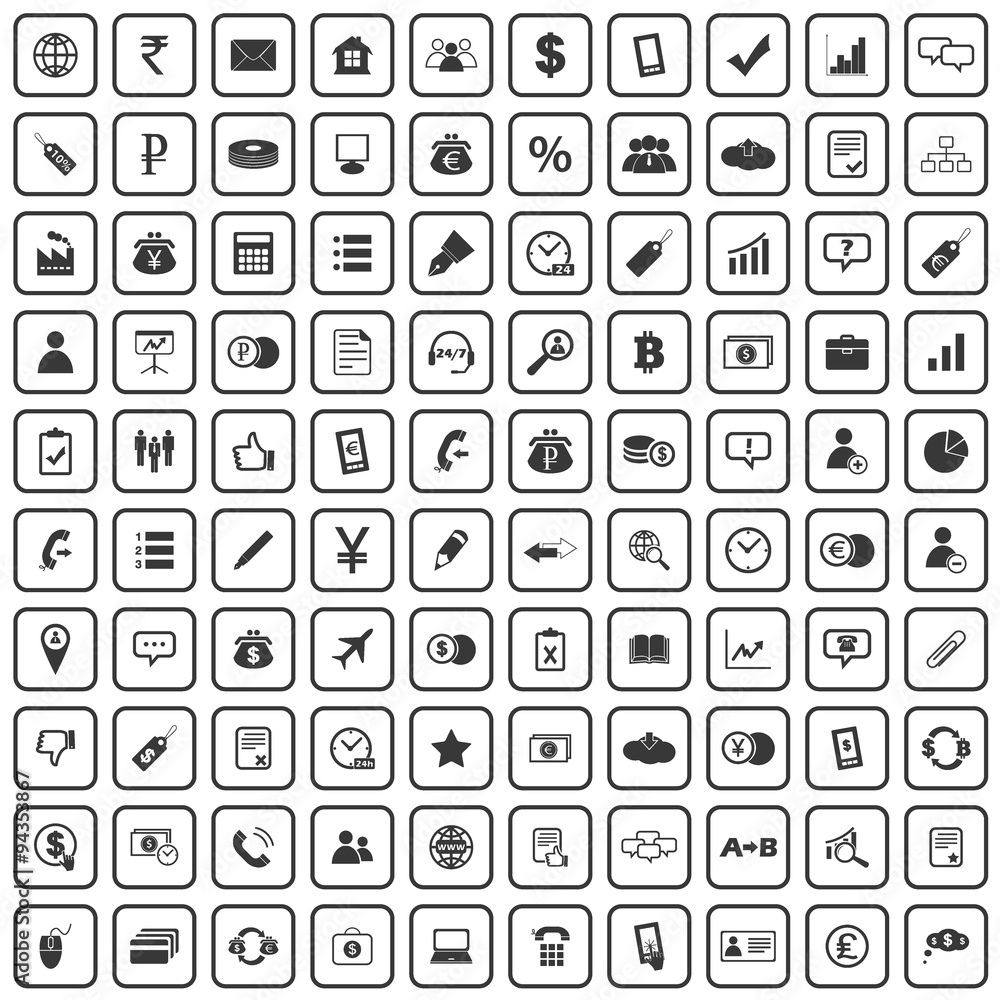 100 business icons set 100 business icons set