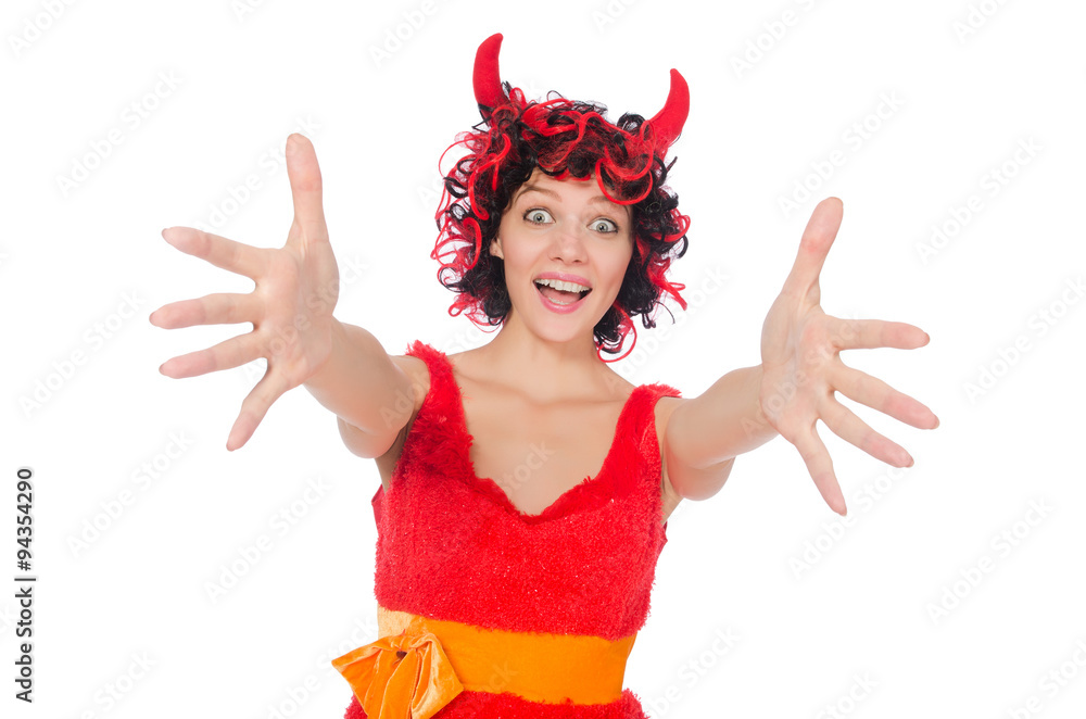 Woman devil in funny halloween concept Woman devil in funny halloween concept