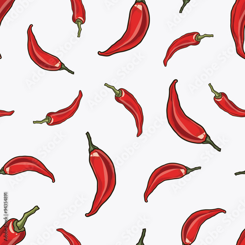 Seamless chili pepper background.