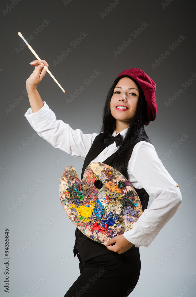 Fototapeta premium Funny artist working in the studio