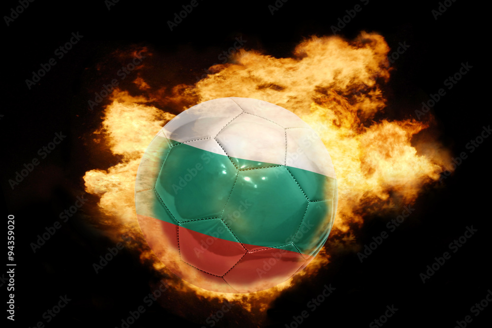 Fototapeta premium football ball with the flag of bulgaria on fire