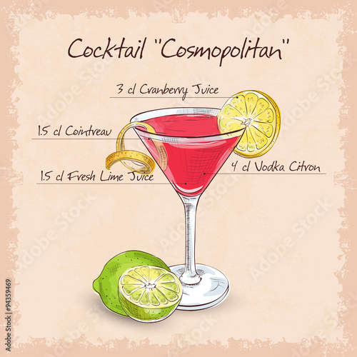 Red Cosmopolitan Cocktail 