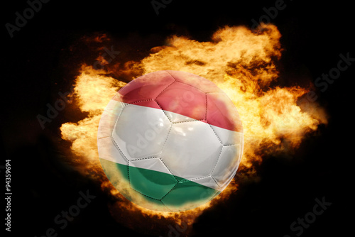football ball with the flag of hungary on fire