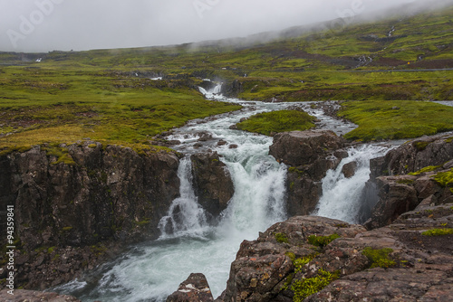 Wonderful waterfall in Iceland, summer time