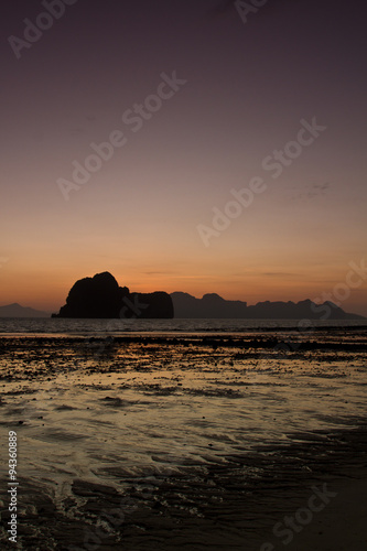 Sunset at beach in Krabi Thailand