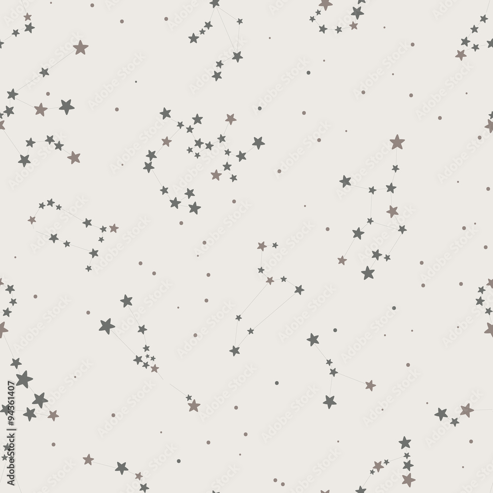 Obraz premium Stars in the skyConstellations backgrounds, stars and night sky, seamless pattern, vector