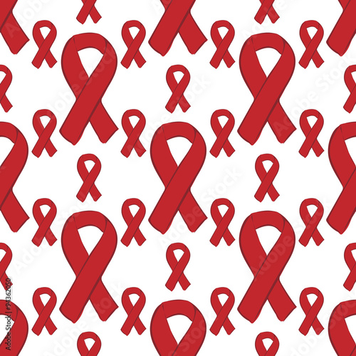 World AIDS day red ribbon seamless pattern background