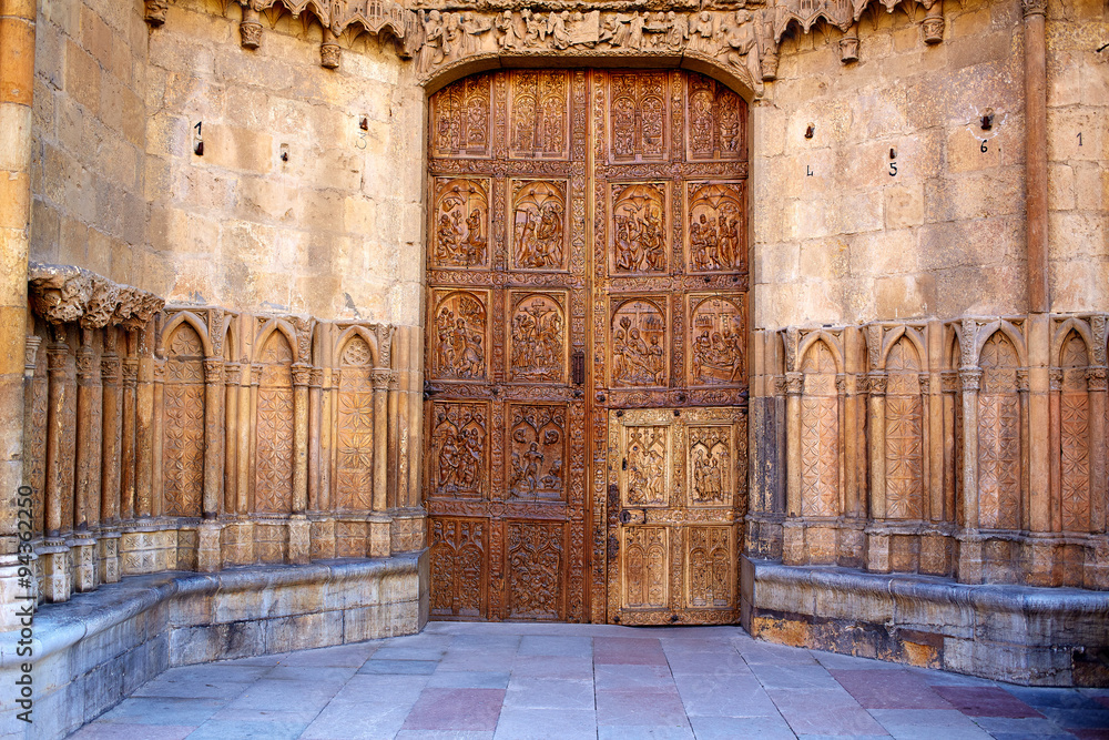 Cathedral of Leon carved door in Castilla Spain