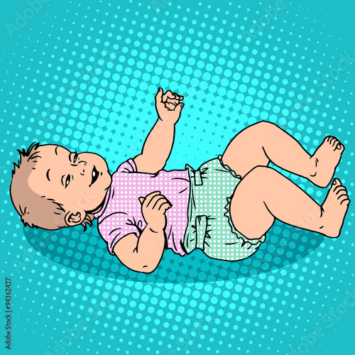 Joyful kid in the diaper