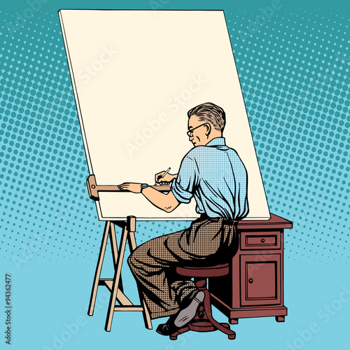 Scientist designer asian engineer working drawings
