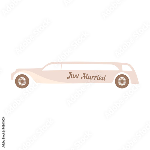 Beige vector wedding car on white
