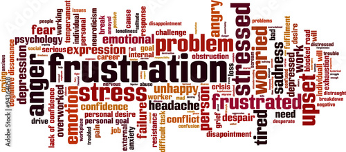 Frustration word cloud concept. Vector illustration