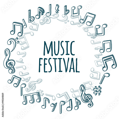 Doodle style musical notes background