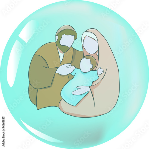 vector illustration of a nativity in a christmas ball