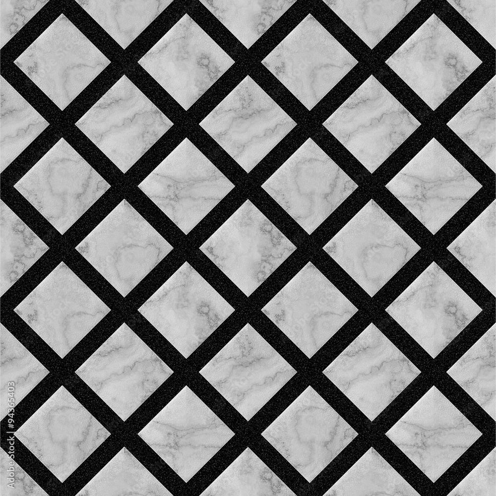 Abstract seamless marbled floor pattern of white squares with black grainy frames Abstract seamless marbled floor pattern of white squares with black grainy frames