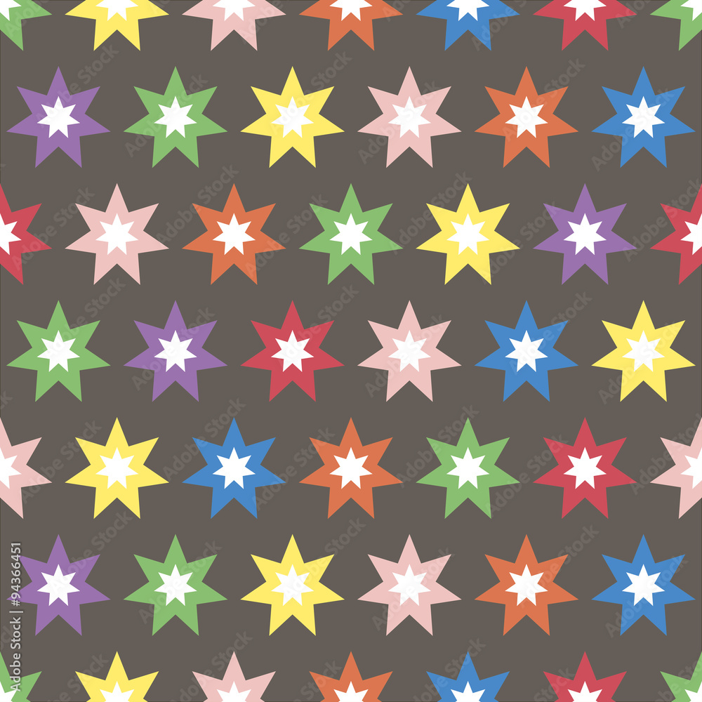 Abstract colored pattern with stars on brown background Vector Abstract colored pattern with stars on brown background Vector