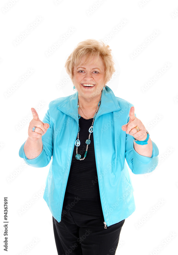 Happy mature woman with thumbs up. Happy mature woman with thumbs up.