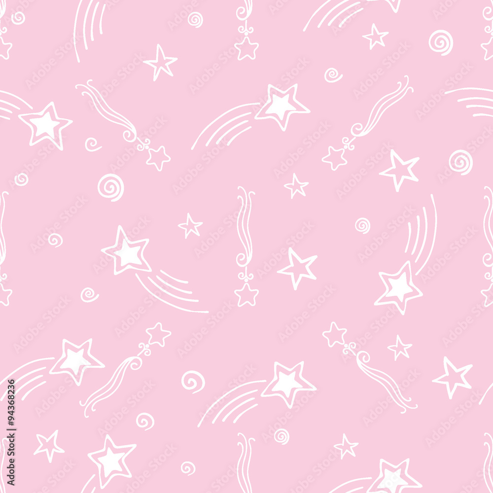 Baby shower seamless with stars for girl