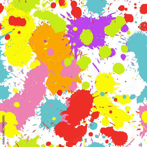 Colorful Ink Splatters Seamless Pattern