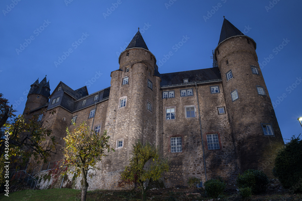 castle herborn germany in the evening