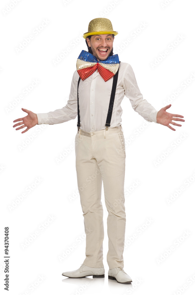 Man in funny concept isolated on white Man in funny concept isolated on white