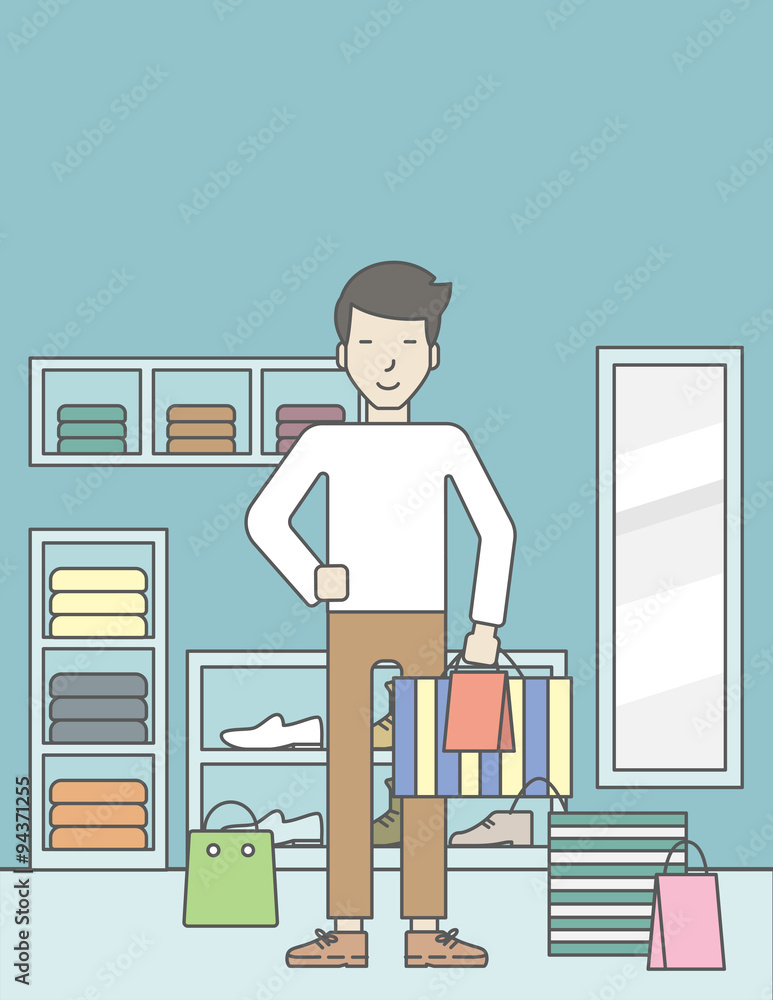 Man in clothing store.