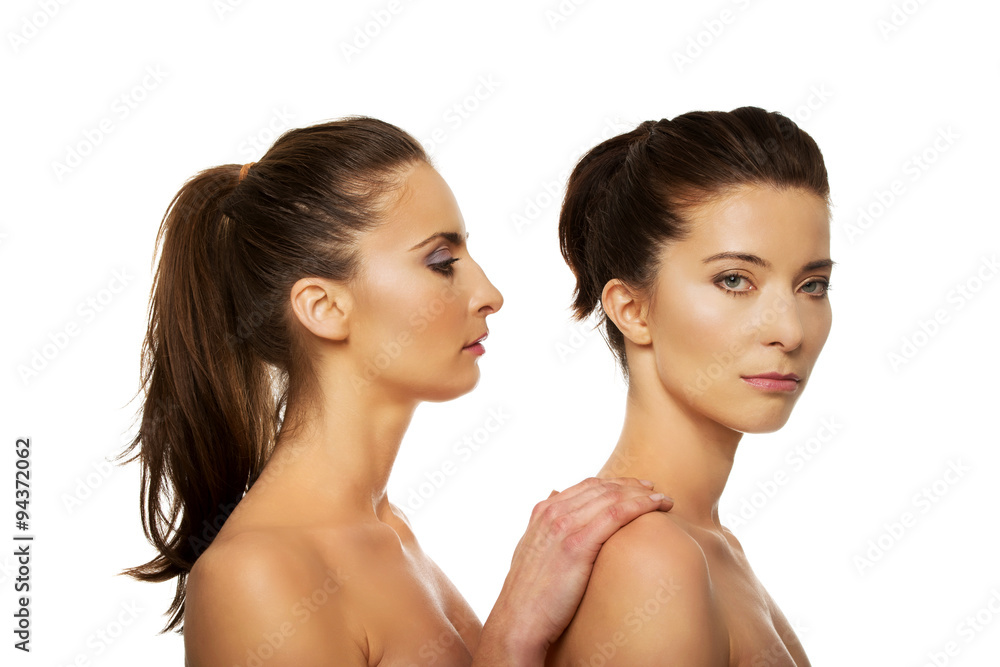 Beauty woman standing behind her friend. Beauty woman standing behind her friend.