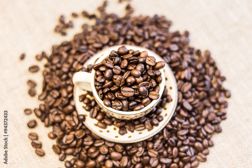 roasted coffee beans with cup roasted coffee beans with cup