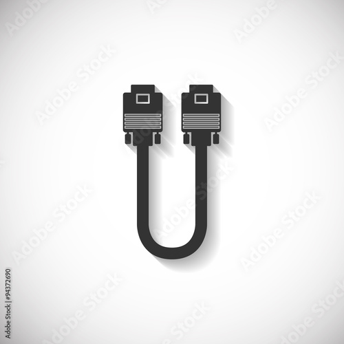 VGA Wire Port Cable Silhouette Computer Icon , Long Shadow
