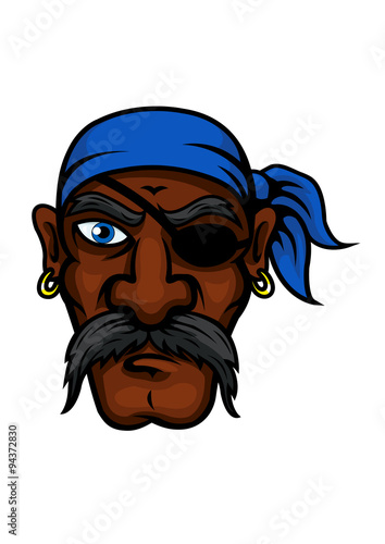 Cartoon pirate in bandanna and eye patch