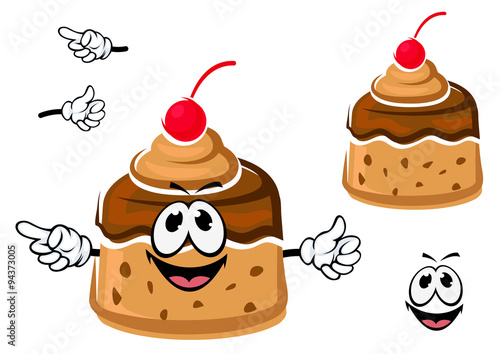 Cartoon creme caramel or custard pudding