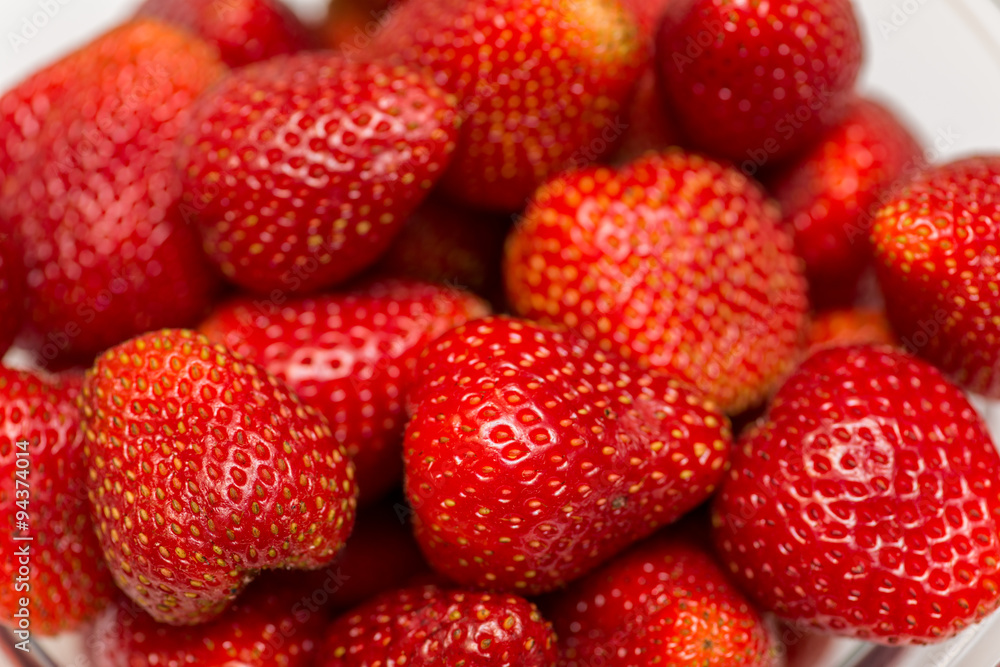 Strawberries arranged on the display Strawberries arranged on the display