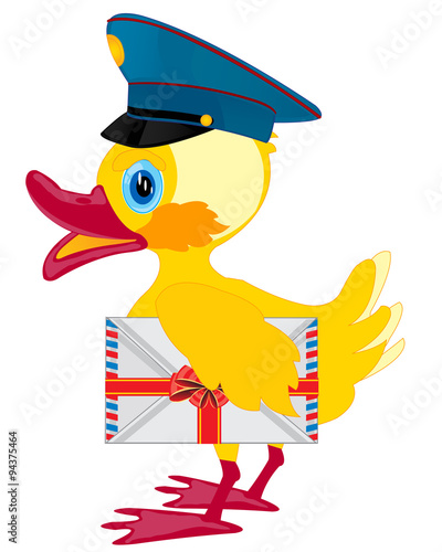 Duckling postman with envelope