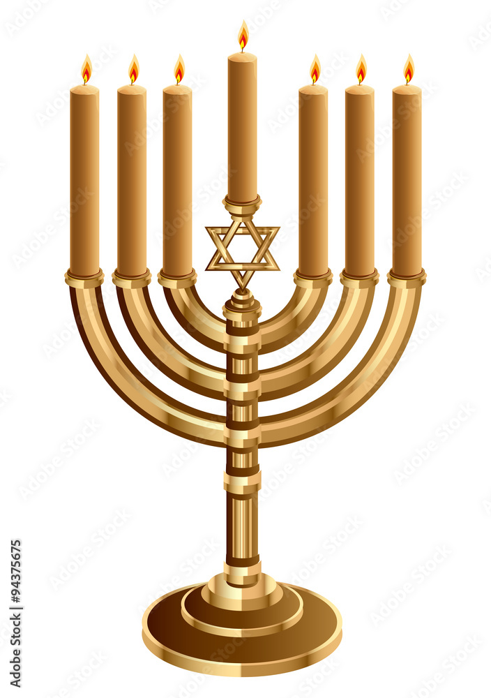 Fototapeta premium Hanukkah candleholder with 7 candles. Candlestick for 7 candles. Minor
