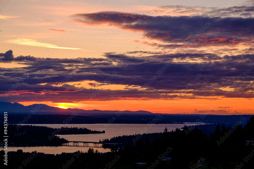 Obraz premium Lake Washington at Sunset